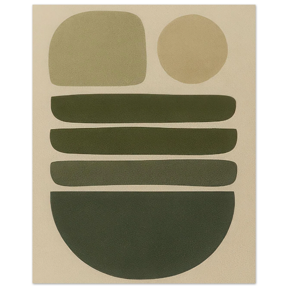 Abstrakt Minimalistisk Jordnära Konsttryck | Modern Väggkonst i Grågröna Toner
