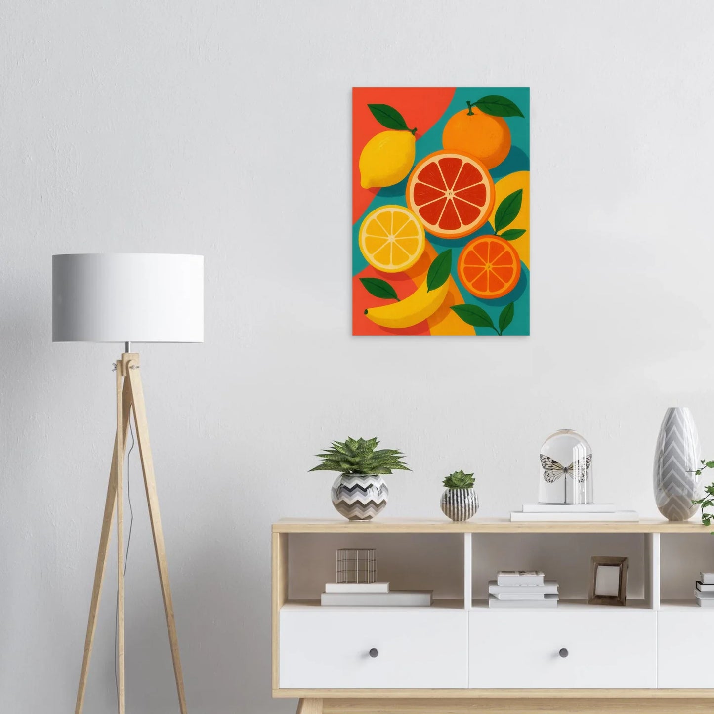 Frukter: Vibrant Citrus & Banana Pop Art Print for a Zesty Home Decor Makeover