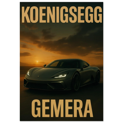Koenigsegg Gemera Sunset Drive Poster – Premium Automotive Art Print for Car Enthusiasts