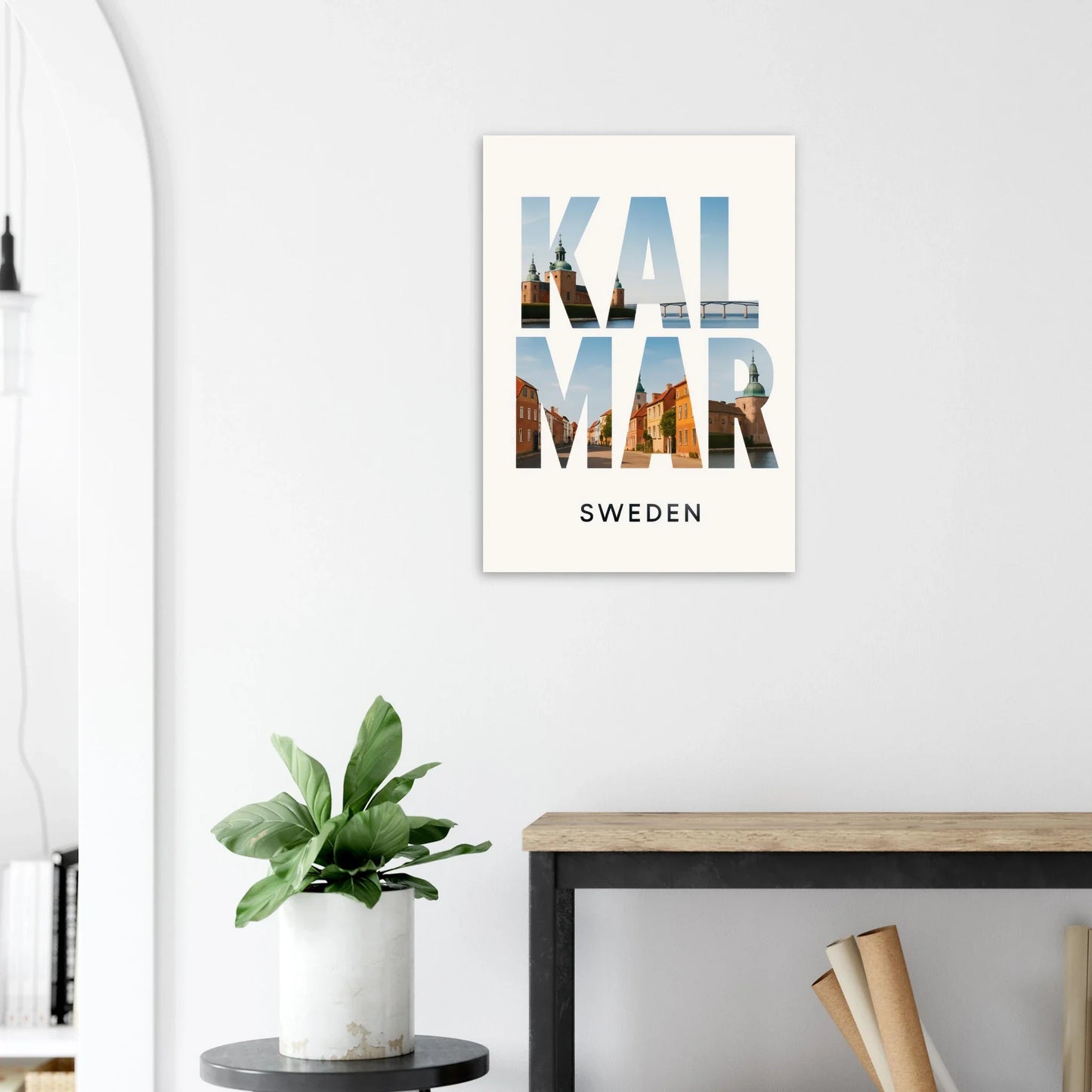 Kalmar, Sweden Cityscape Art Poster – Vibrant Swedish Architecture & Bridges