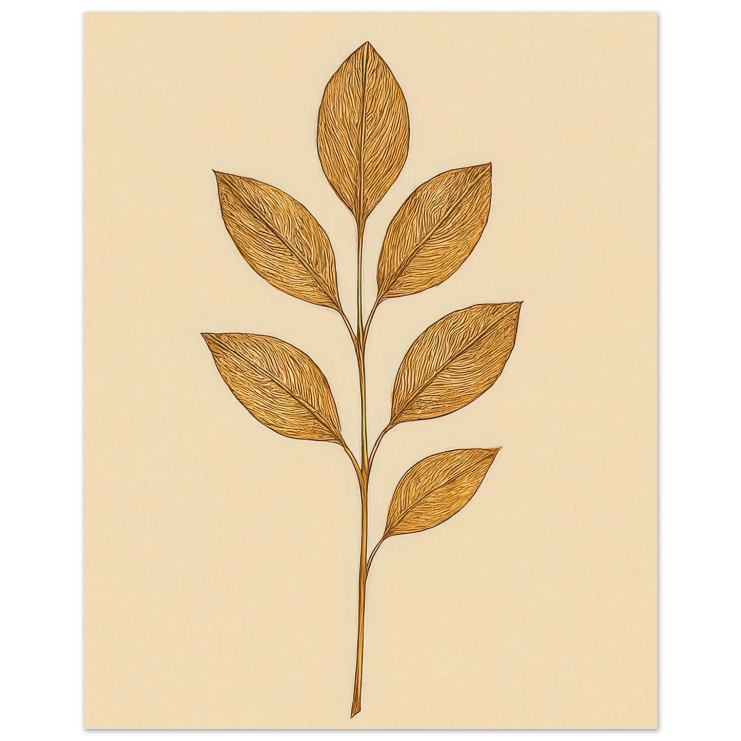 Frukter Golden Leaf Art Print - Minimalistisk Botanisk Väggkonst i Olika Storlekar