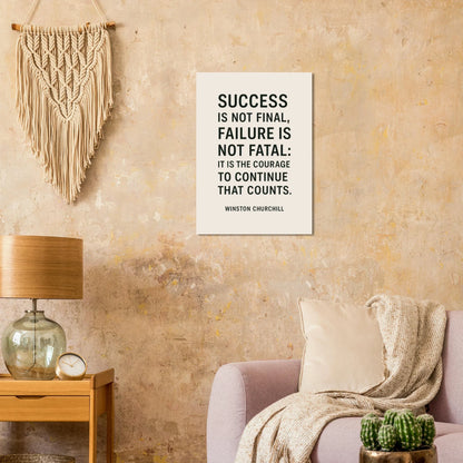 Winston Churchill 'Courage to Continue' Motivational Quote Poster in various sizes