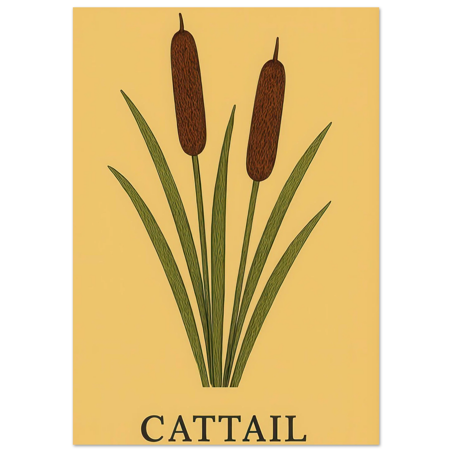 Frukter - Elegant Cattail Botanical Print on Premium Semi-Gloss Paper