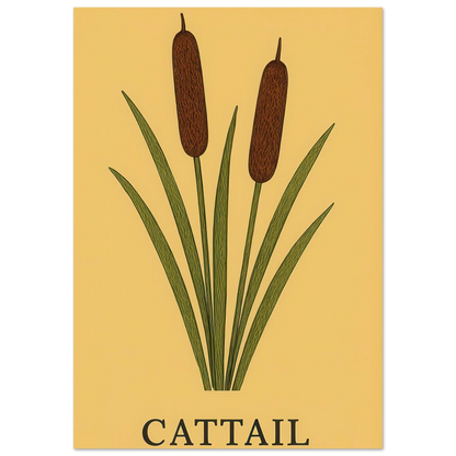 Frukter - Elegant Cattail Botanical Print on Premium Semi-Gloss Paper