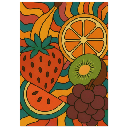 Frukter – Retro Fruity Swirls Art Print for a Pop of Vibrant Color