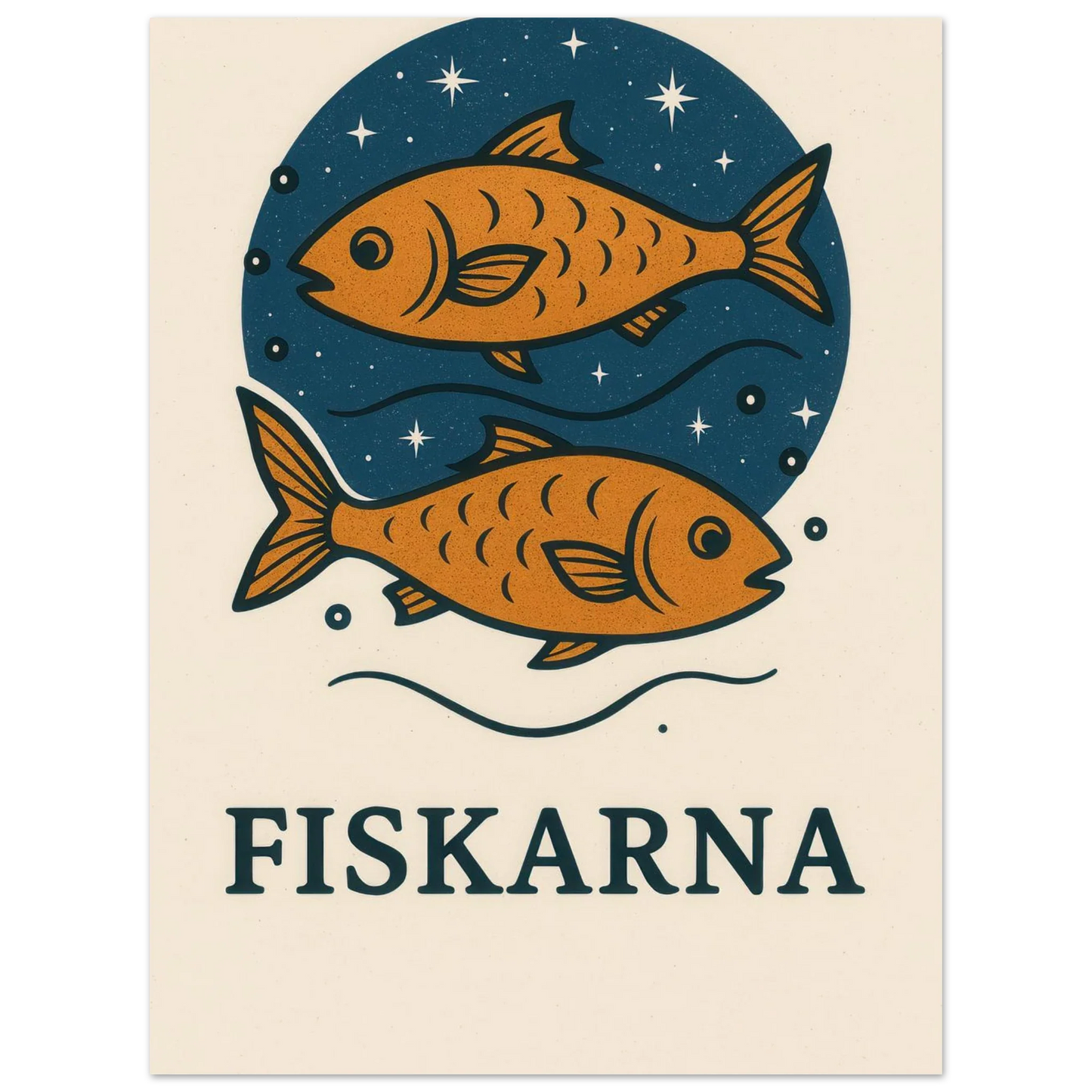Pisces Zodiac Constellation Art Print – "Fiskarna" Mystical Fish Wall Decor in various sizes