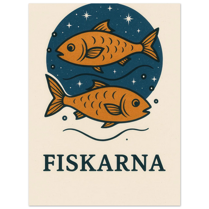 Pisces Zodiac Constellation Art Print – "Fiskarna" Mystical Fish Wall Decor in various sizes
