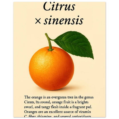 Frukter Citrus Sinensis Botanisk Poster - Vibrant Orange Art Print för ditt hem