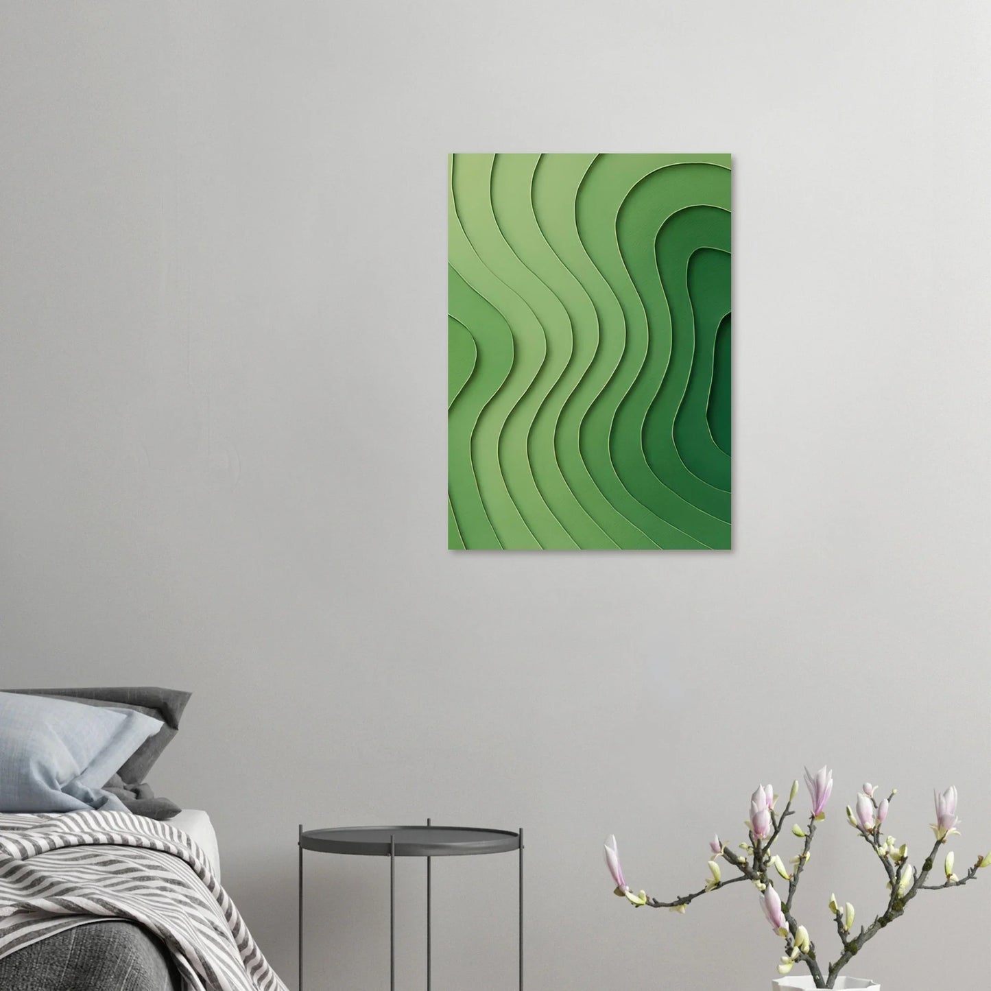 Abstrakt Grön Våg Konsttryck | Minimalistisk Landskapsaffisch i olika storlekar