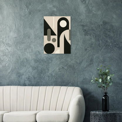 Minimalist Bauhaus Inspired Abstract Art Poster - Geometric Shapes in Beige & Black