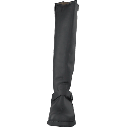 High Zip Back Black Shiny Silver