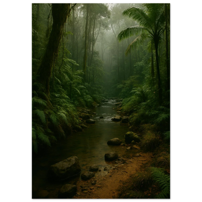 Misty Emerald Jungle River Poster - Premium Nature Wall Art