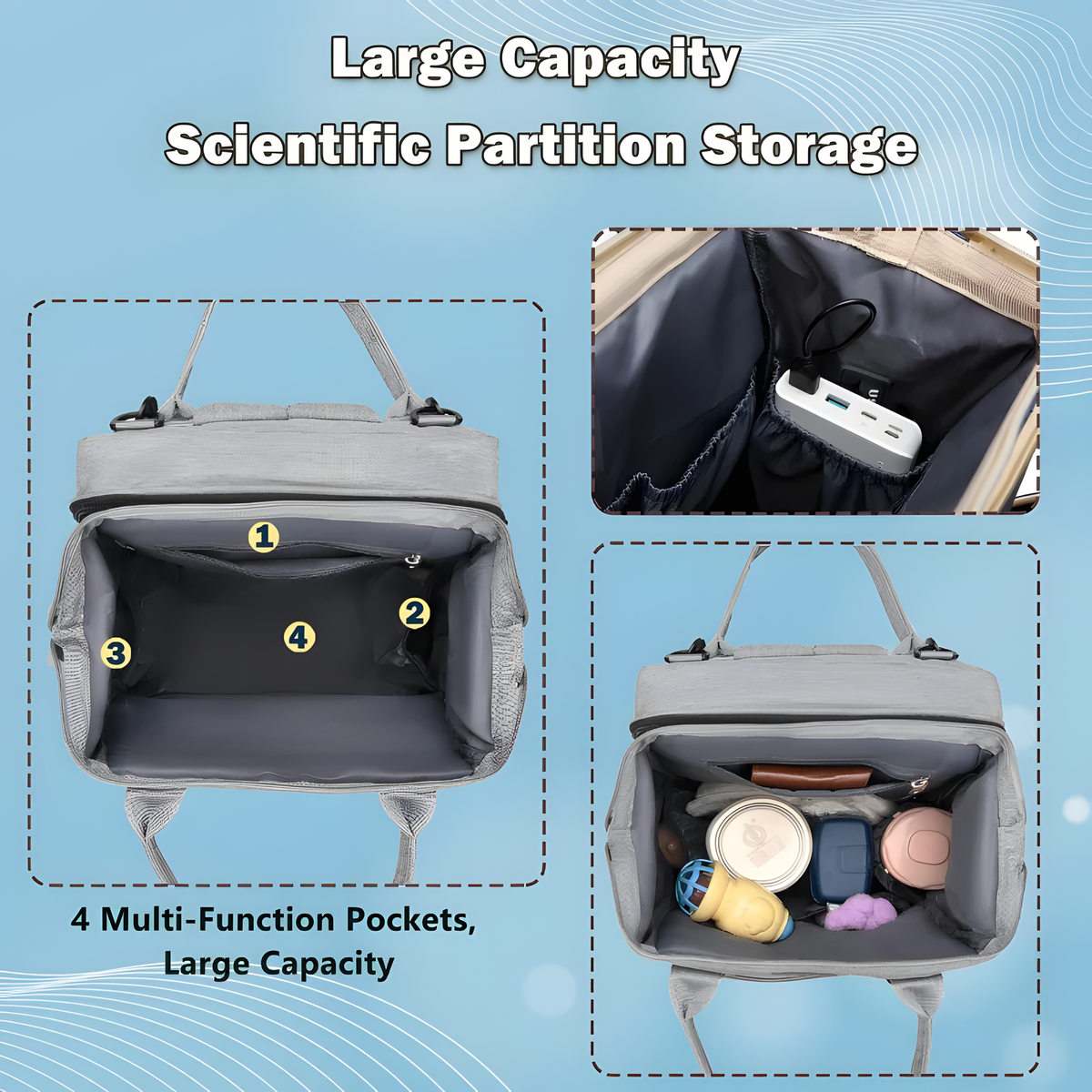 Expandable Diaper Backpack with Fold-Out Mat