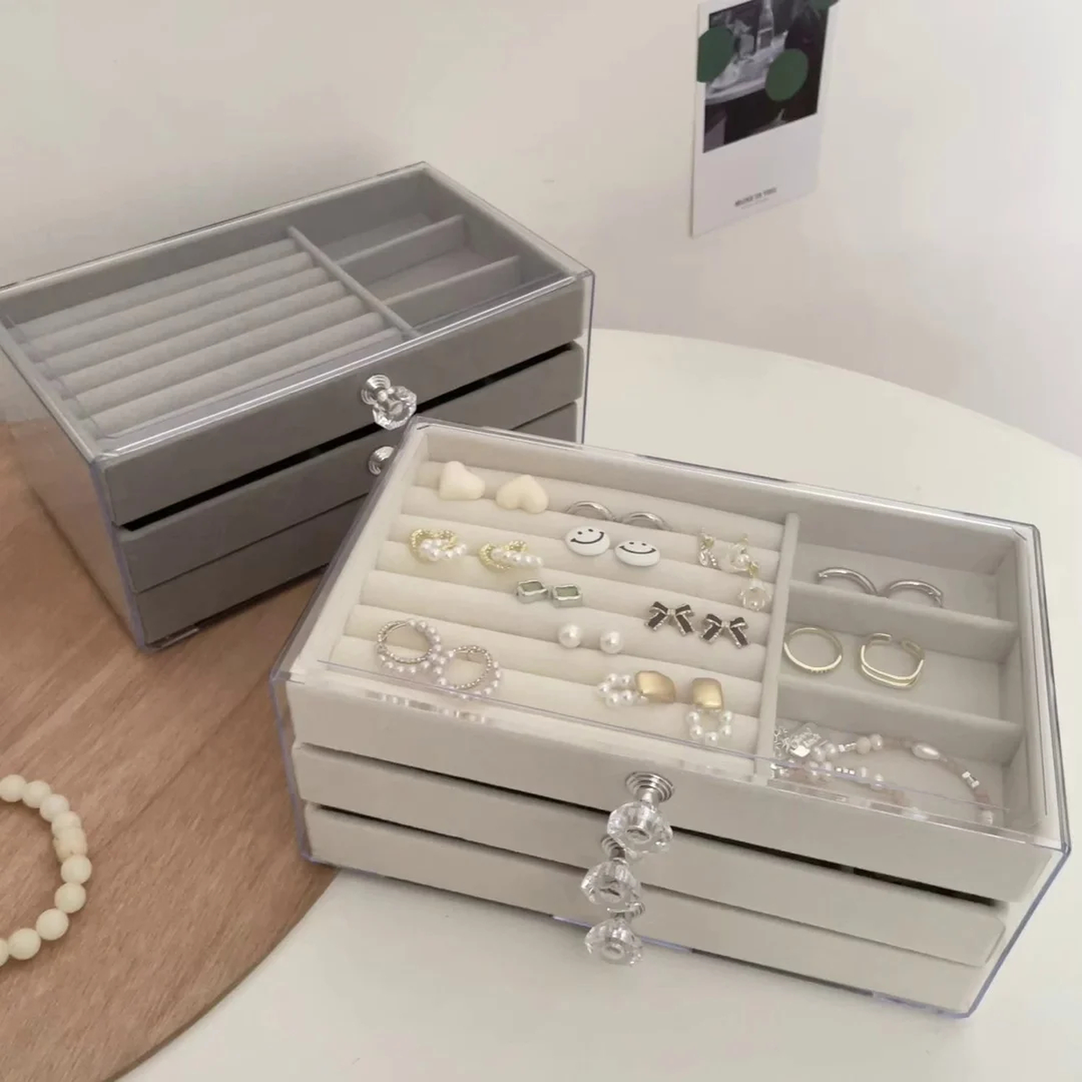 Three-Layer Velvet Jewelry Box