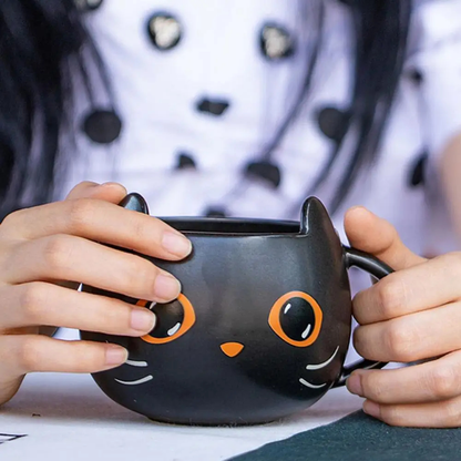 Halloween Cat Mug with Lid