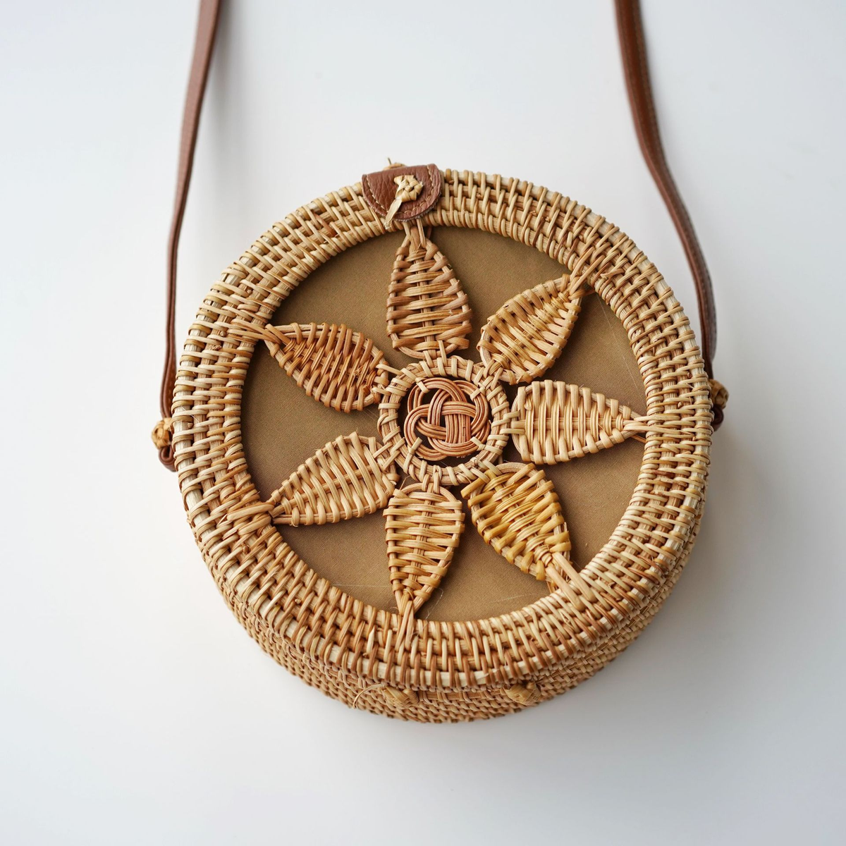 Handwoven Rattan Crossbody Bag