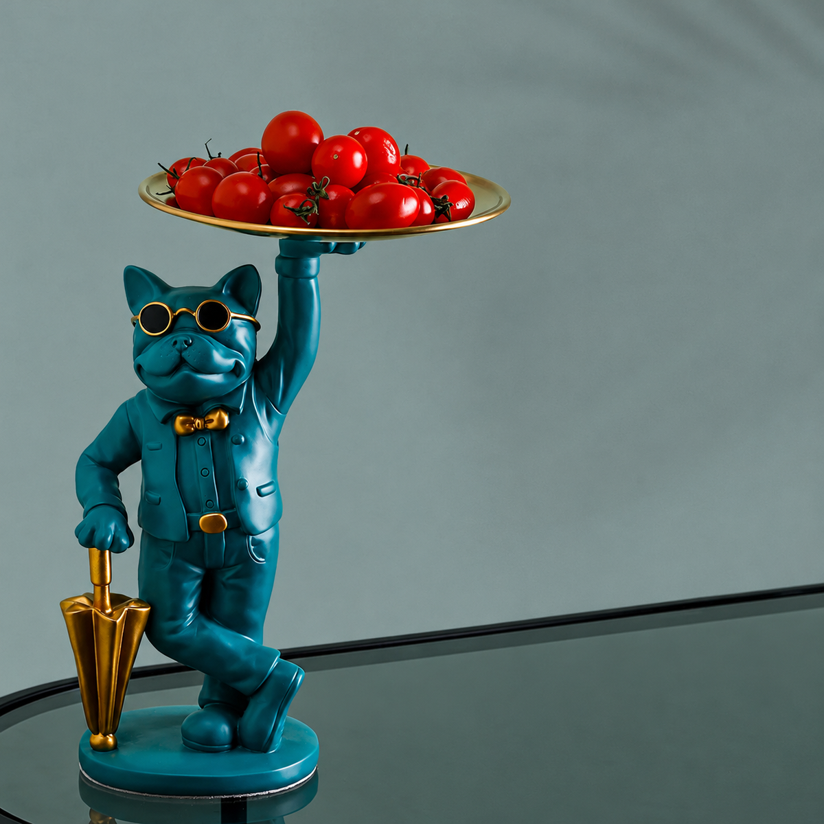 Green Bulldog Storage Tray Figurine