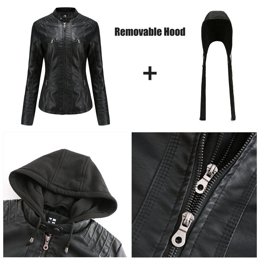 Hooded PU Leather Jacket