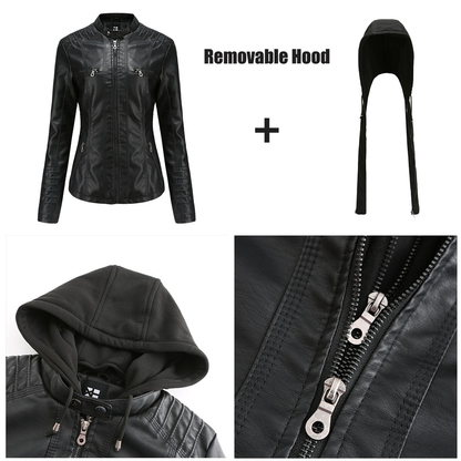 Hooded PU Leather Jacket