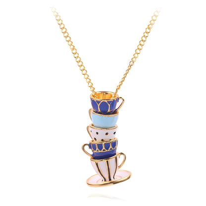 Enamel Tea Charm Necklaces and Studs