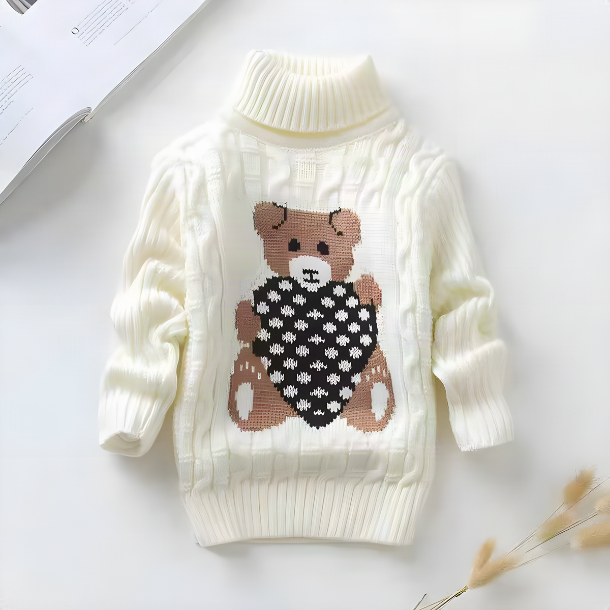 Bear Turtleneck Kids Sweater