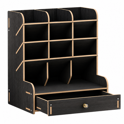 Wooden Multi-Compartment Desk Organizer