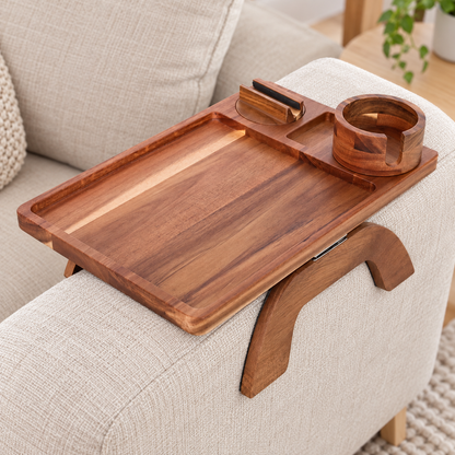 Wooden Sofa-Arm Tray Table