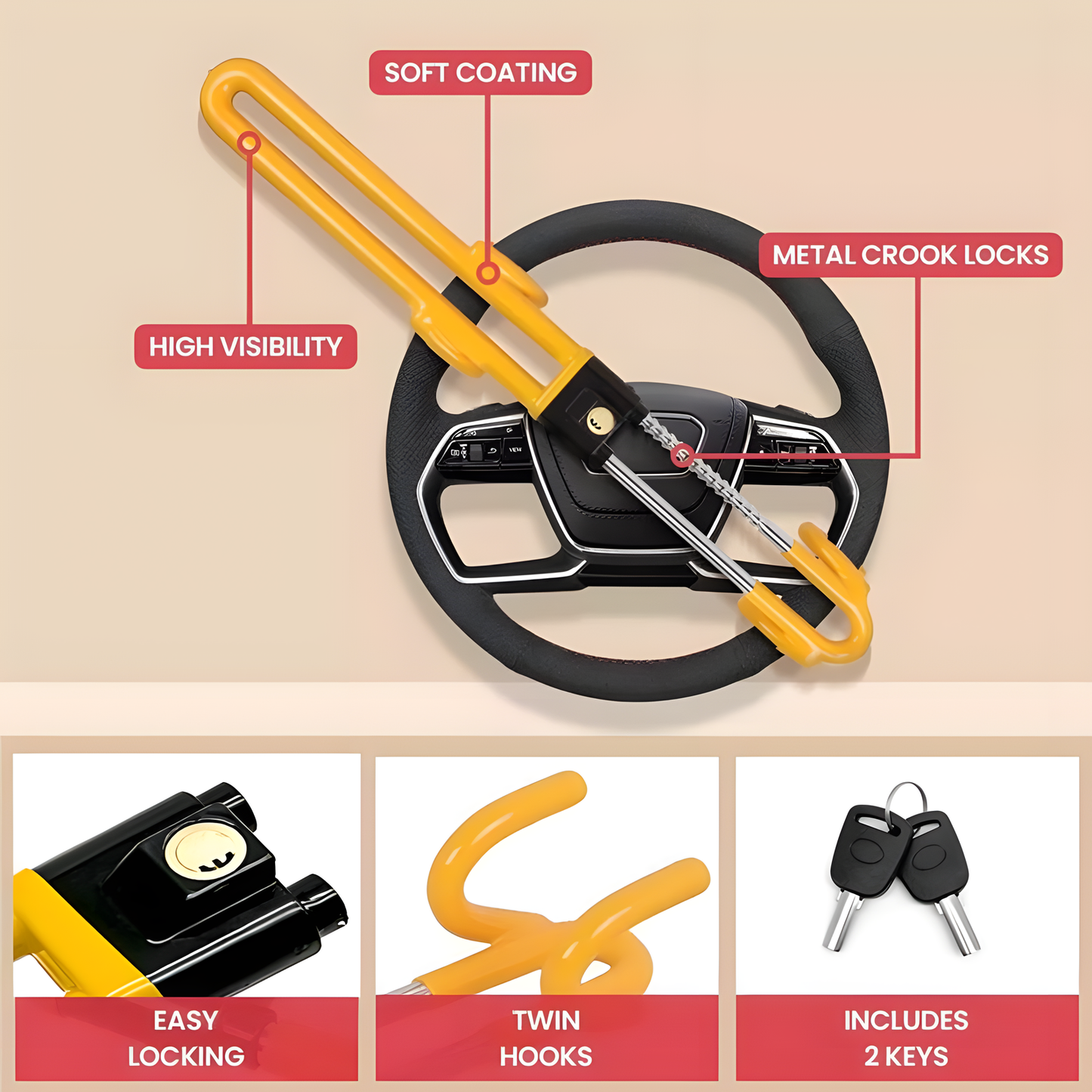Adjustable Steering Wheel Lock