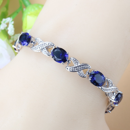 Blue Oval Crystal Bracelet