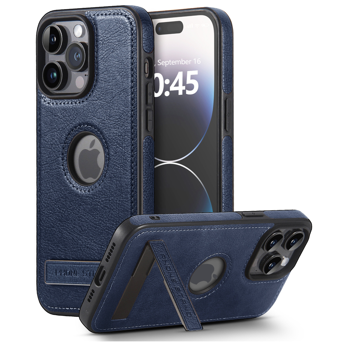Leather-Texture Stand Case for iPhone 15 Pro Max