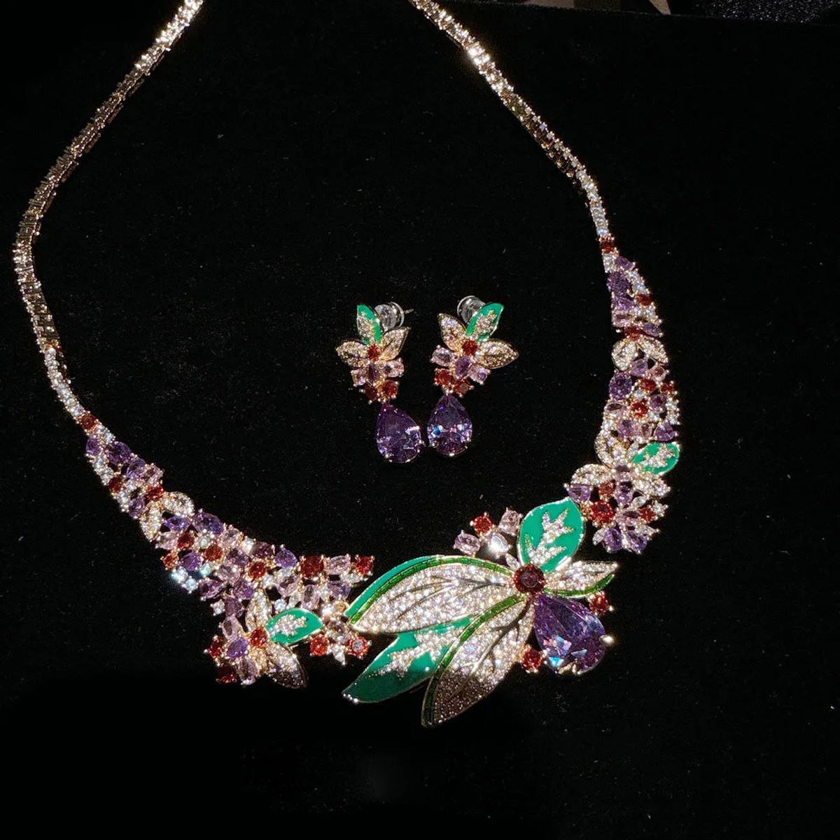 Floral Necklace and Earring Set
