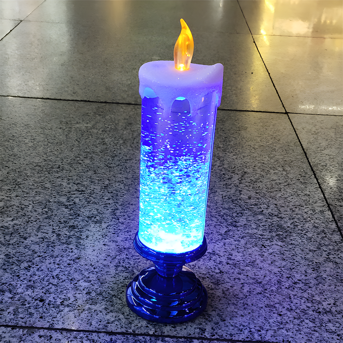 LED Glitter Candle with Pedestal Base