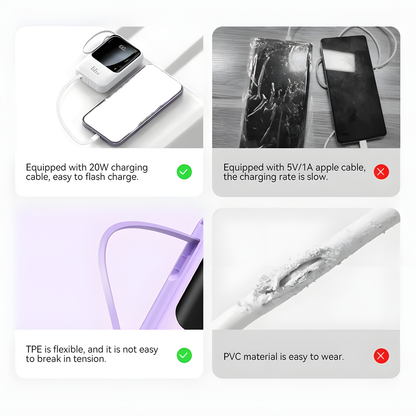 66W Power Bank with Built-In Cable