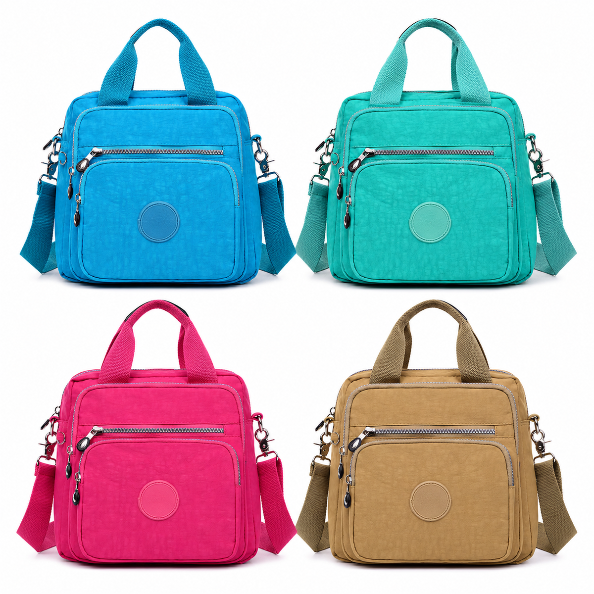 Multi-Pocket Nylon Convertible Backpack