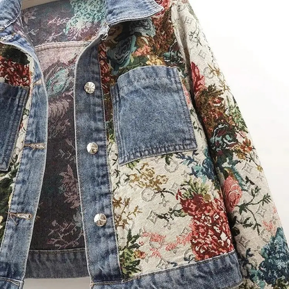 Floral Patchwork Denim Jacket