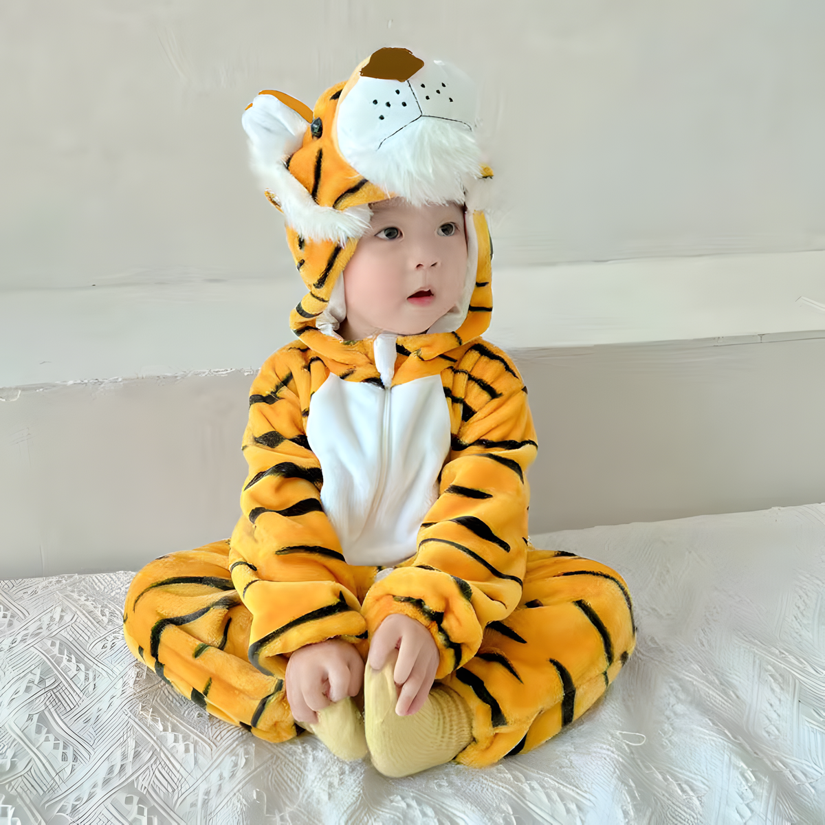 Fleece Animal Hooded Baby Romper