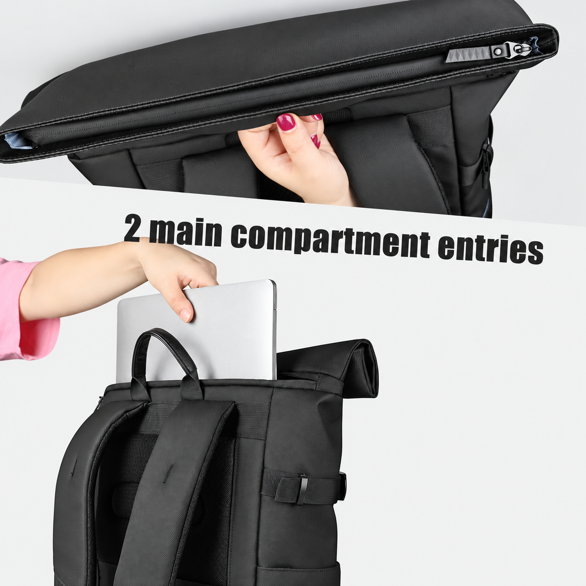 Expandable Roll-Top Travel Backpack