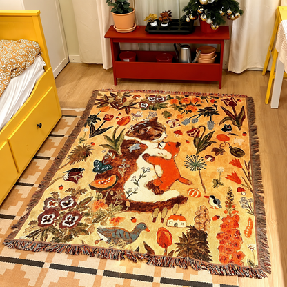 Illustrated Woven Throw Blanket