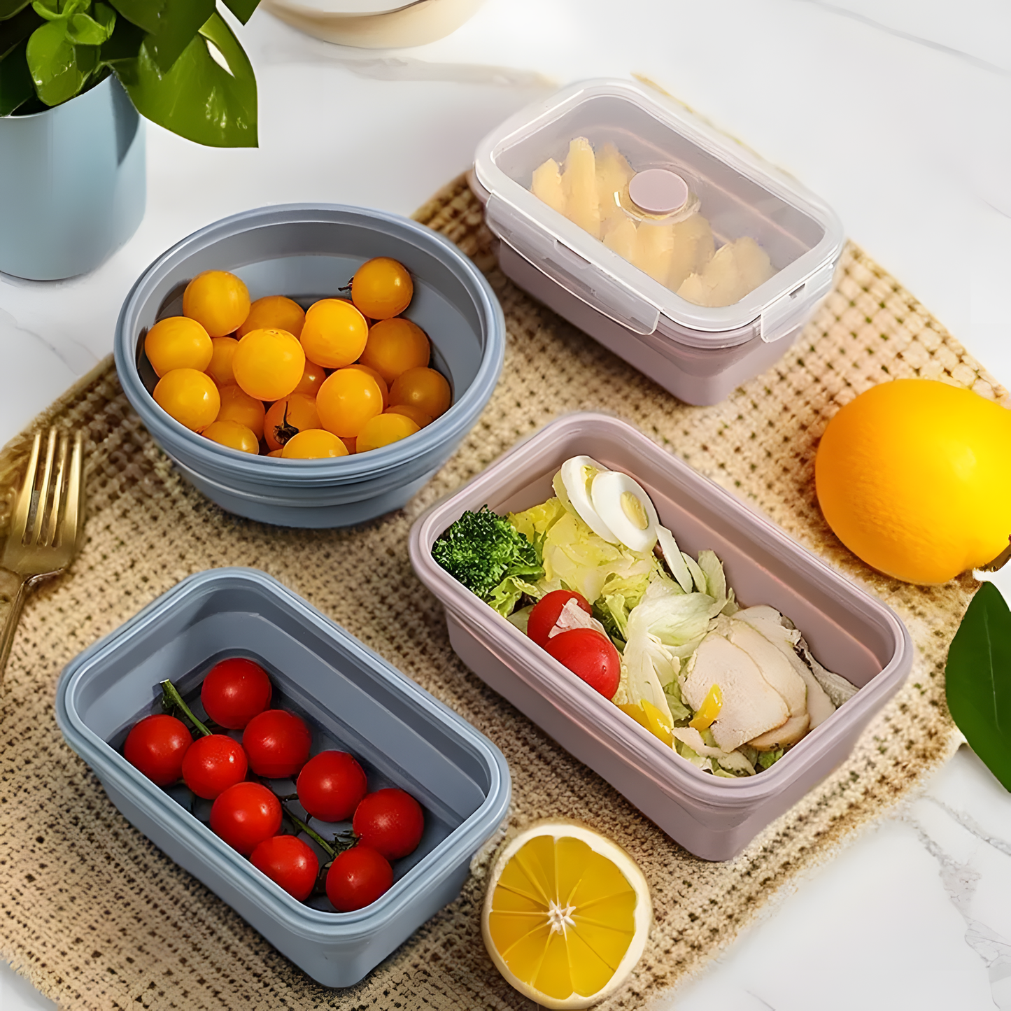 Foldable Silicone Lunch Box Set