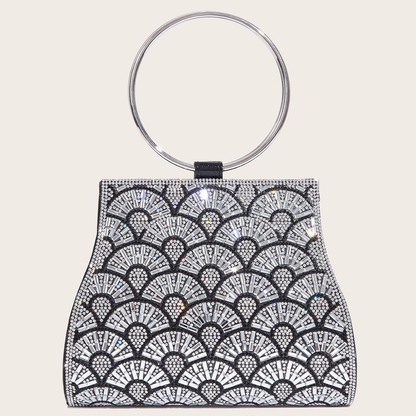 Rhinestone Ring-Handle Evening Bag