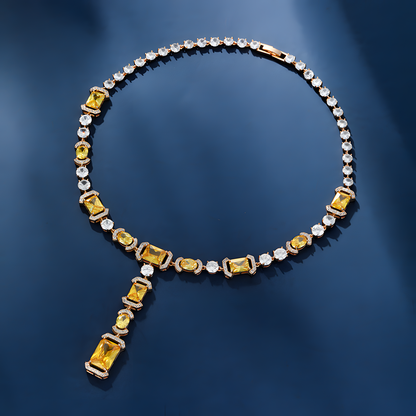 Gold-Tone Gemstone Necklace and Earring Set
