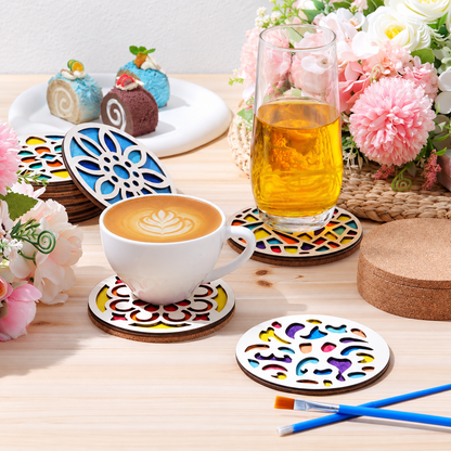 Double-Layer Wooden Coaster Painting Set