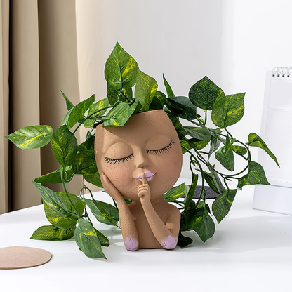 Face-Shaped Resin Planter