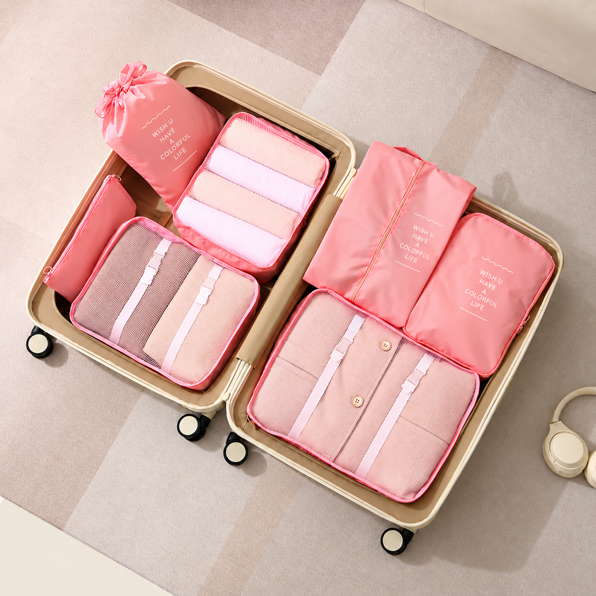 Seven-Piece Travel Packing Organizer Set