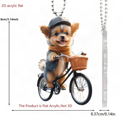 Acrylic Dog Bicycle Christmas Ornaments
