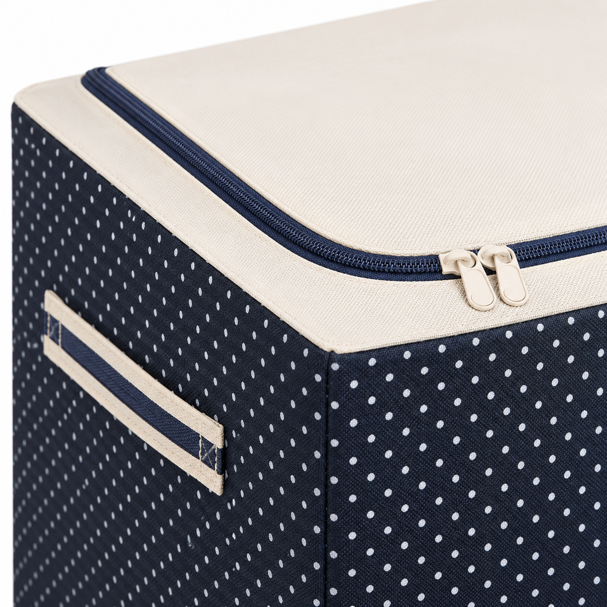 Steel-Frame Dotted Fabric Storage Box