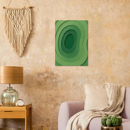 Abstrakt Grön Våg Konsttryck | Minimalistisk Landskapsinspirerad Poster i Flera Storlekar