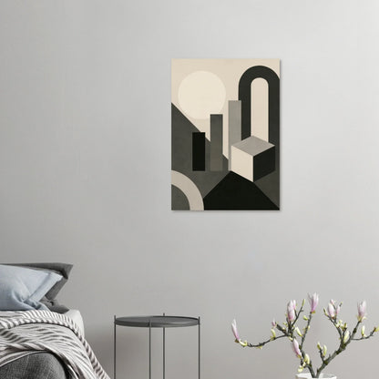 Abstract Geometric Poster - Modern Minimalist Wall Art in Monochrome Hues