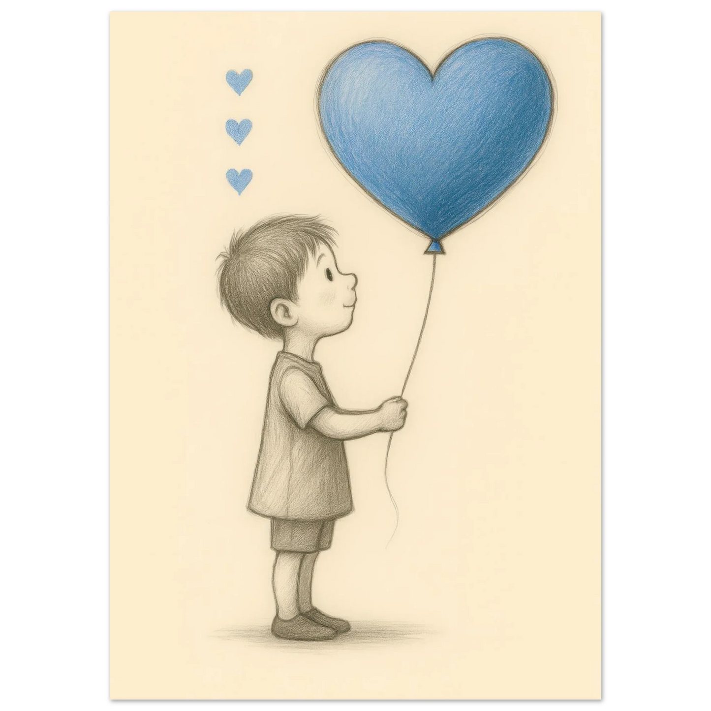 "A Little Love" Konsttryck – Charmig Barnillustration med Hjärteballong, Perfekt för Barnrummet i Olika Storlekar
