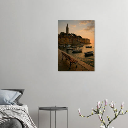 Golden Hour Coastal Town Sunset Poster – Vivid Seascape Art Print in Your Choice of 29 Sizes